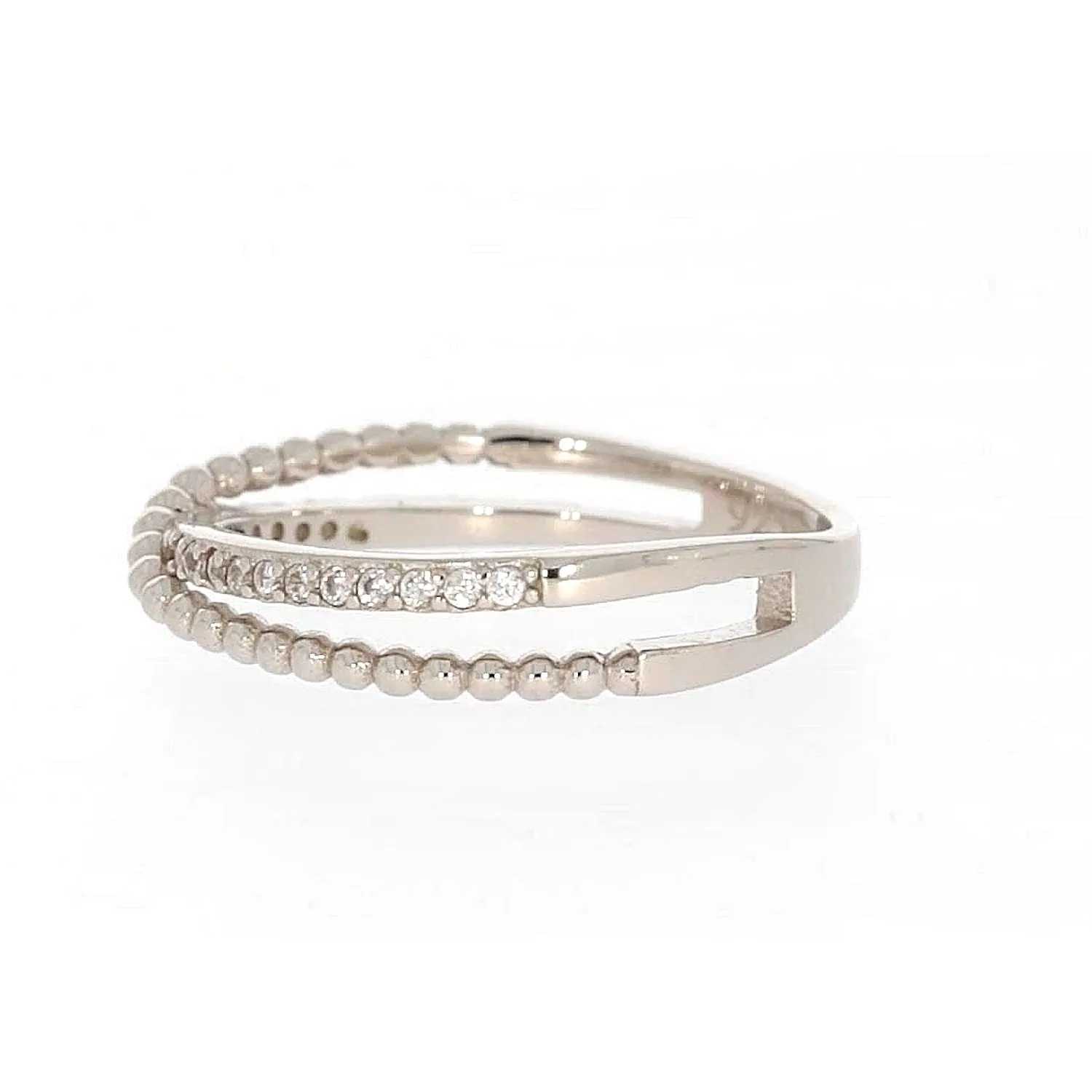 Sterling Silver Cubic Zirconia Cross Over Ring