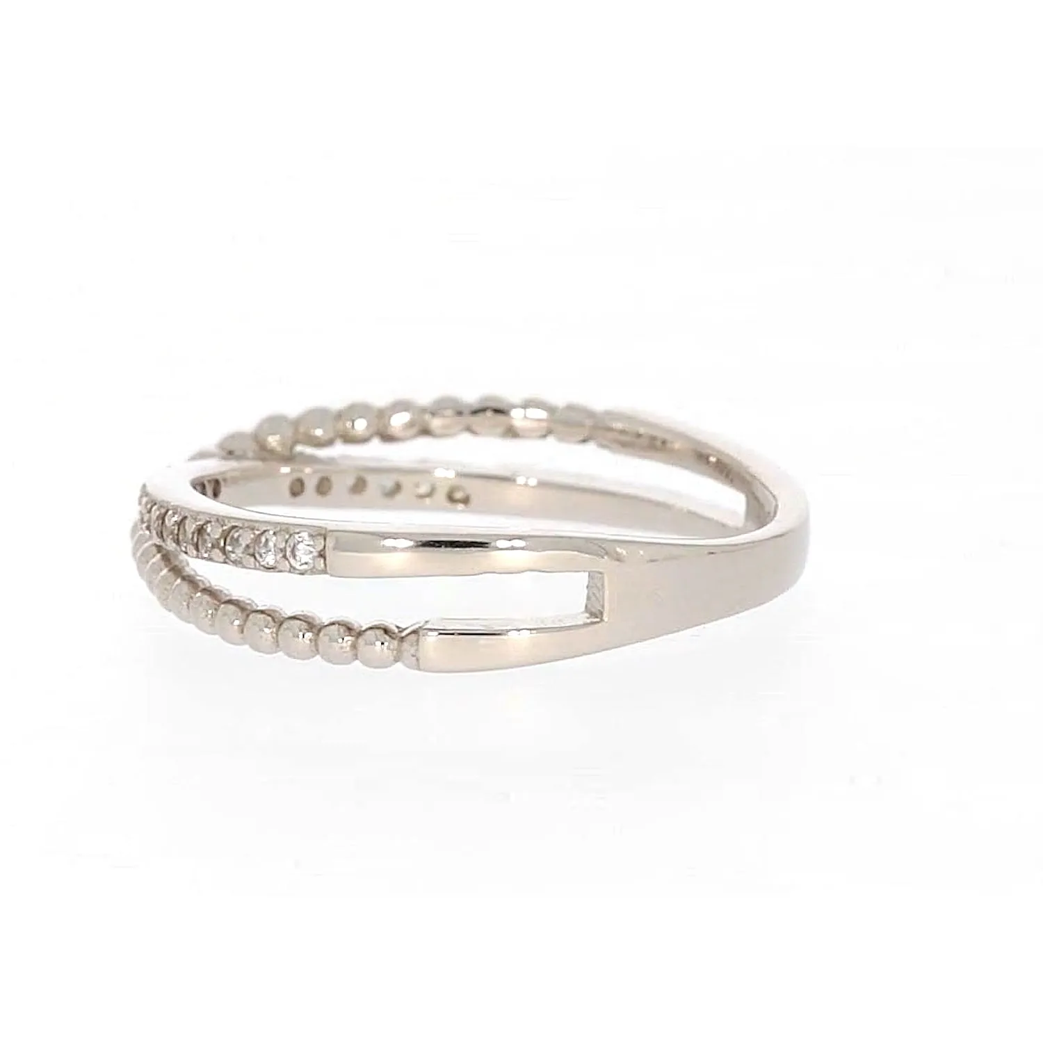 Sterling Silver Cubic Zirconia Cross Over Ring