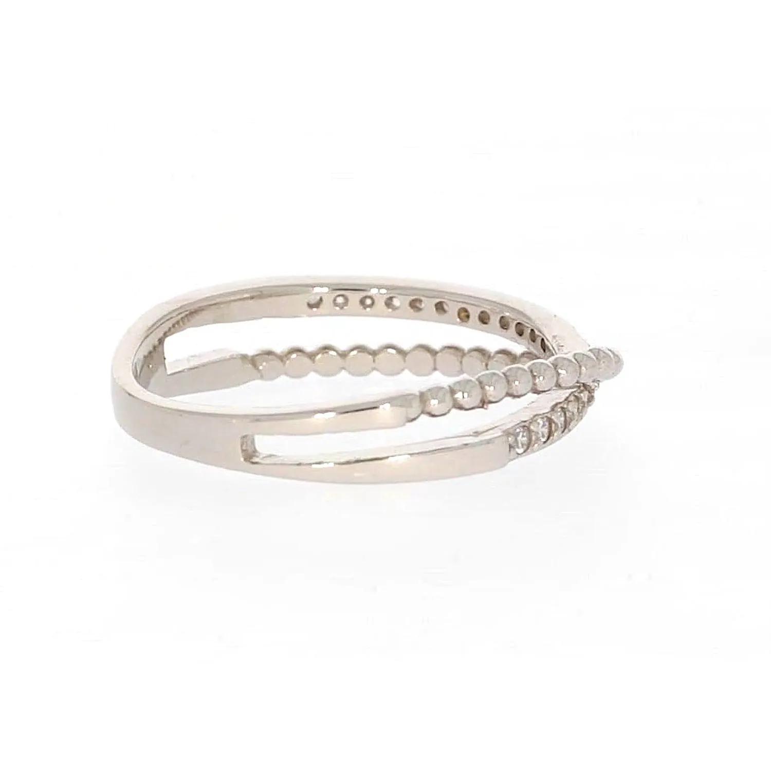 Sterling Silver Cubic Zirconia Cross Over Ring