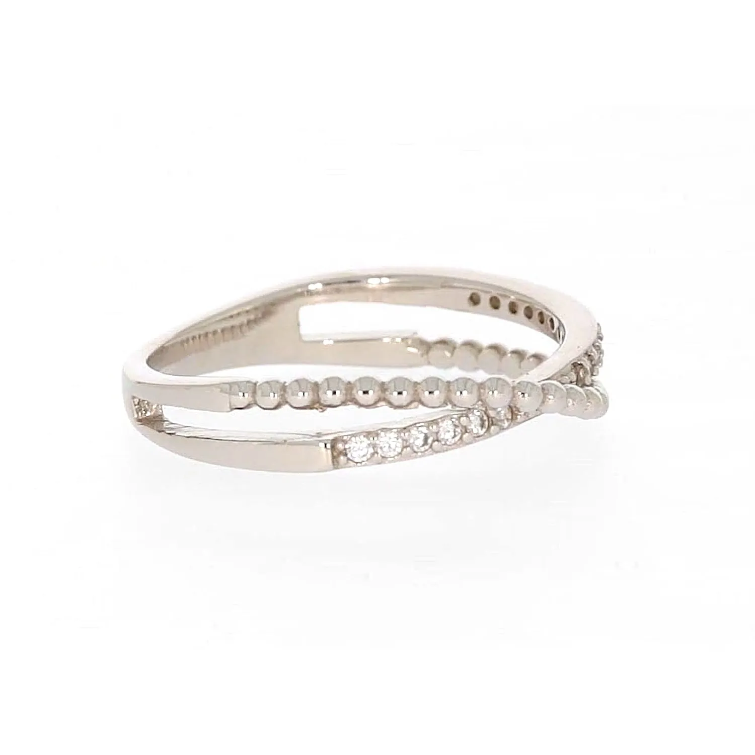 Sterling Silver Cubic Zirconia Cross Over Ring