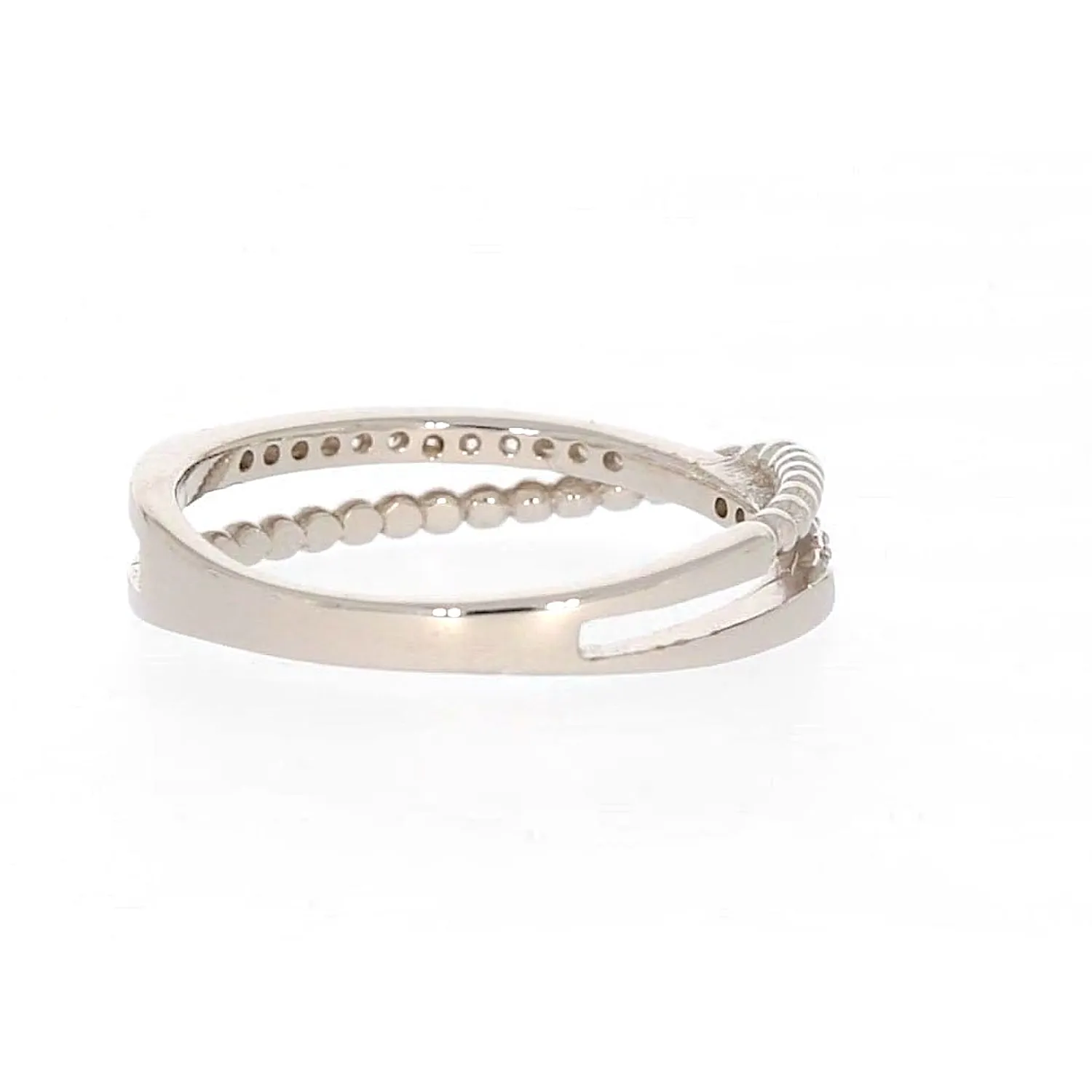 Sterling Silver Cubic Zirconia Cross Over Ring