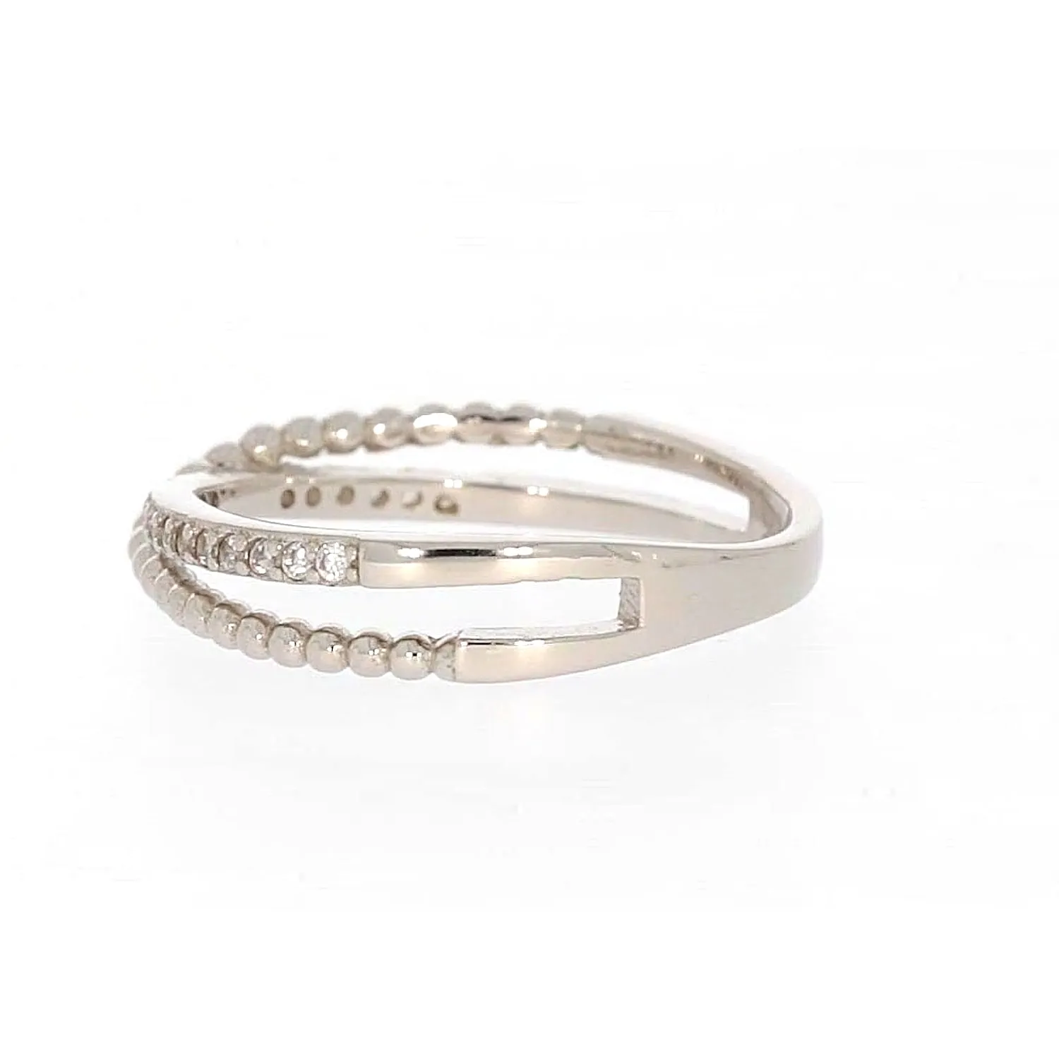 Sterling Silver Cubic Zirconia Cross Over Ring
