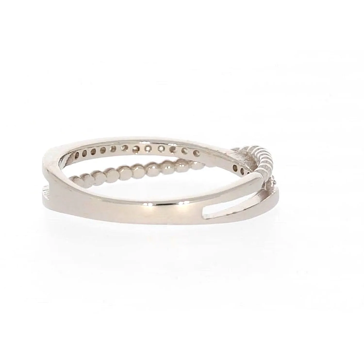 Sterling Silver Cubic Zirconia Cross Over Ring