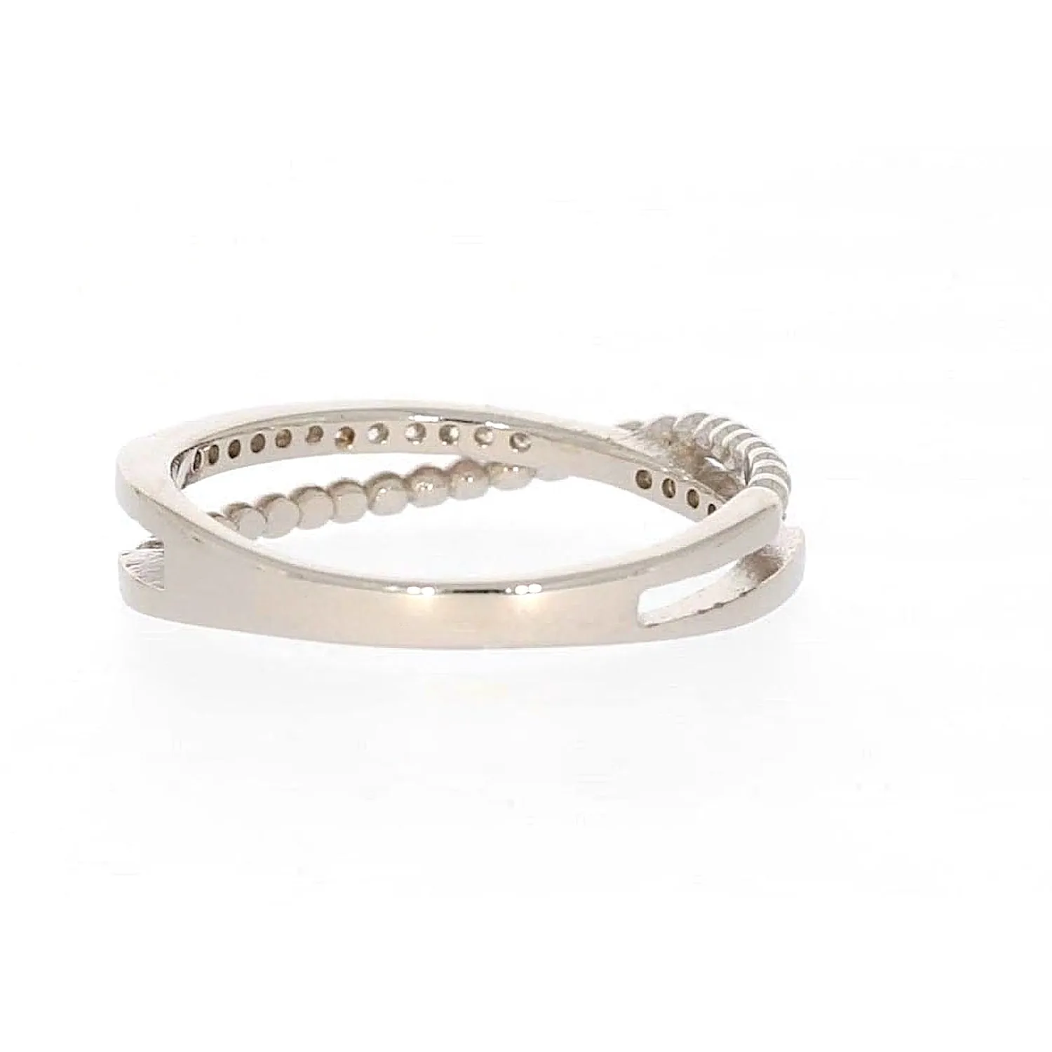 Sterling Silver Cubic Zirconia Cross Over Ring