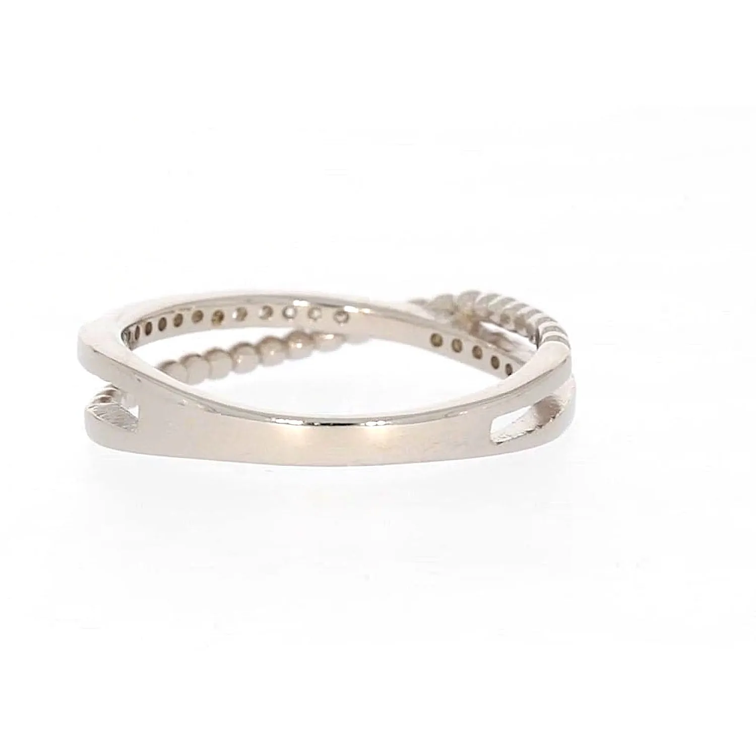 Sterling Silver Cubic Zirconia Cross Over Ring