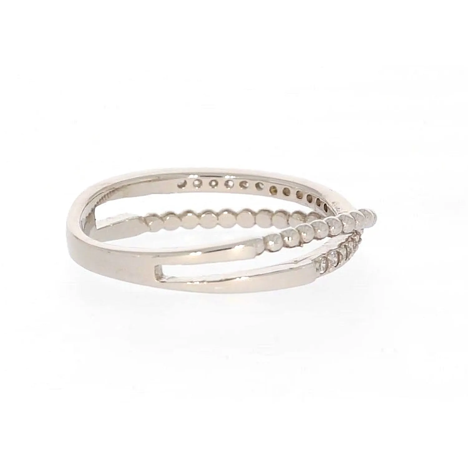 Sterling Silver Cubic Zirconia Cross Over Ring