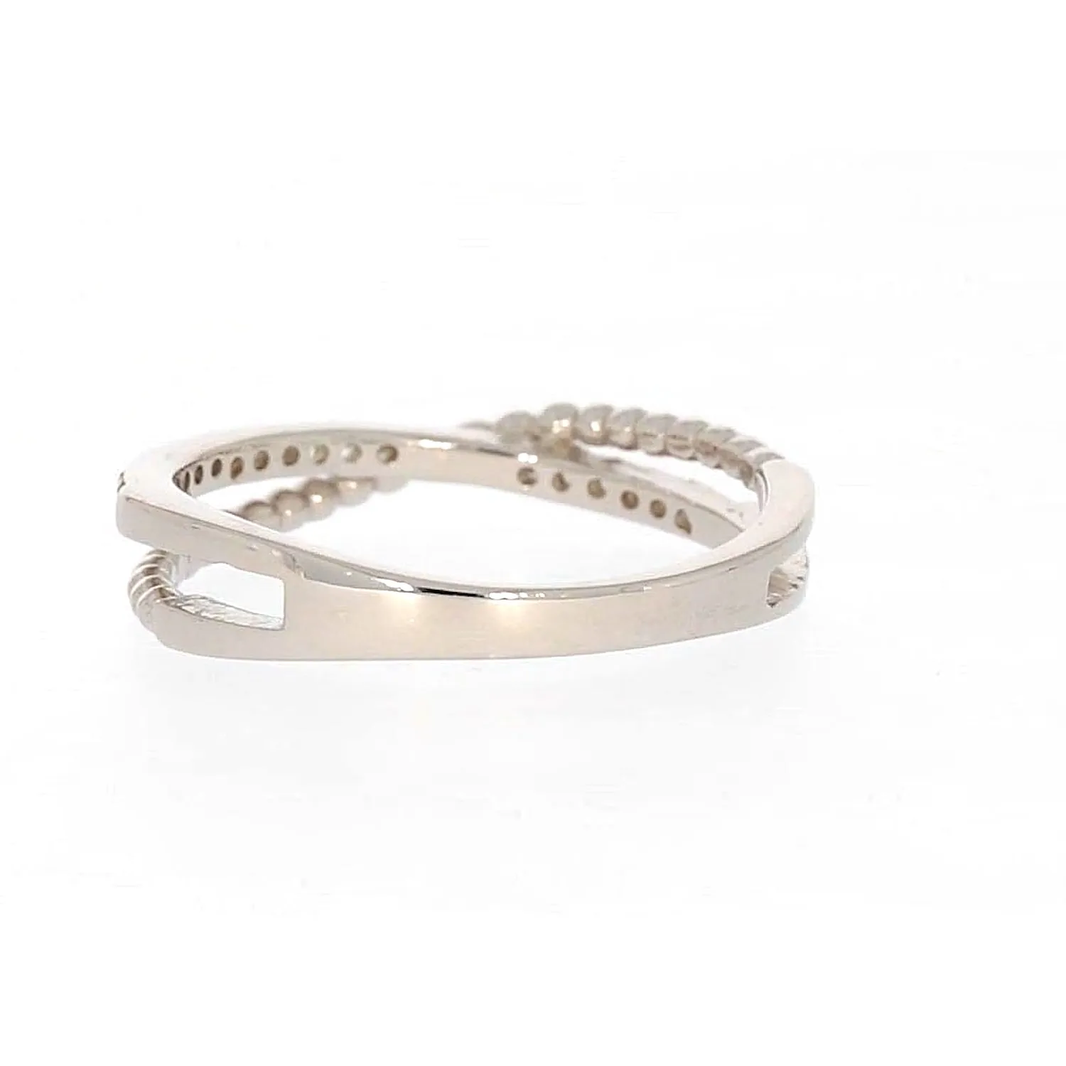 Sterling Silver Cubic Zirconia Cross Over Ring