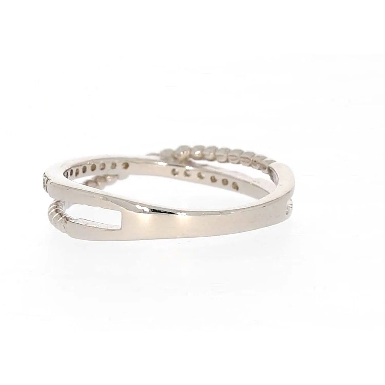 Sterling Silver Cubic Zirconia Cross Over Ring