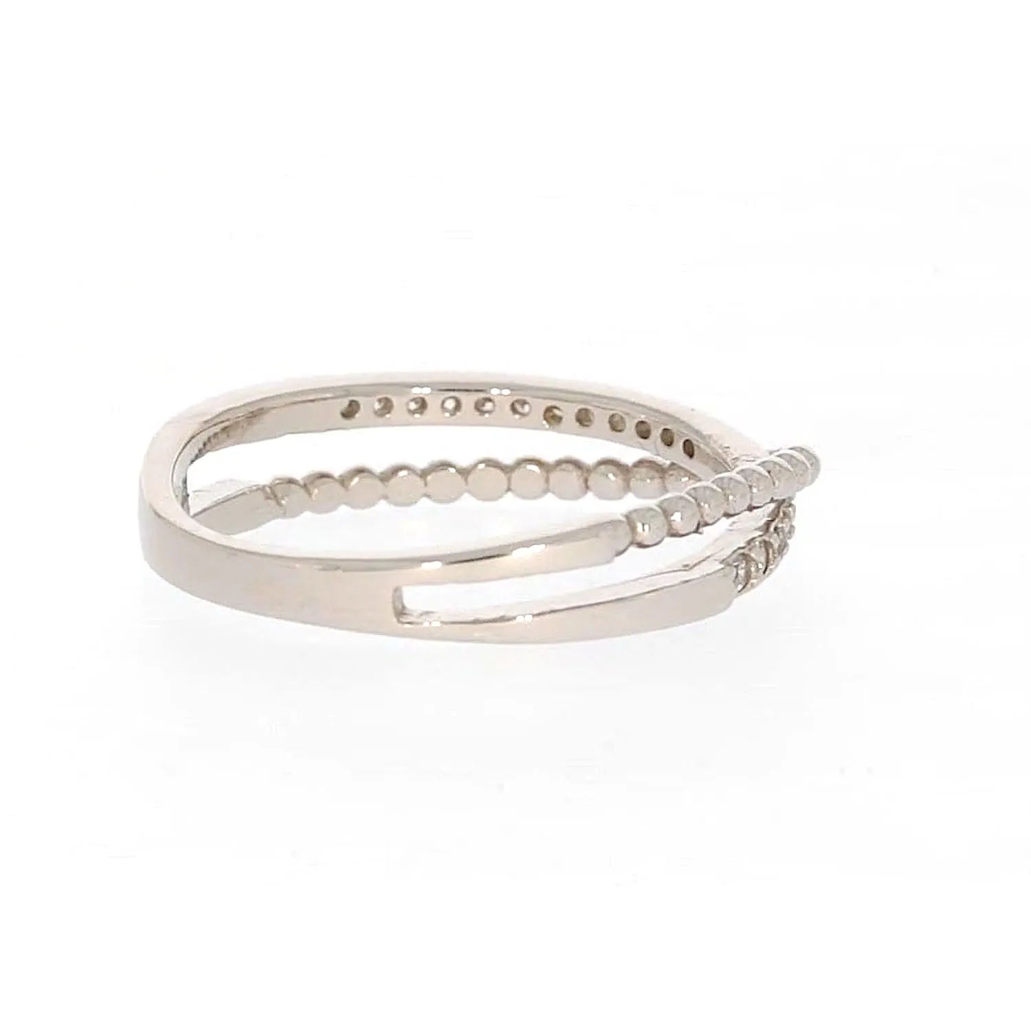 Sterling Silver Cubic Zirconia Cross Over Ring