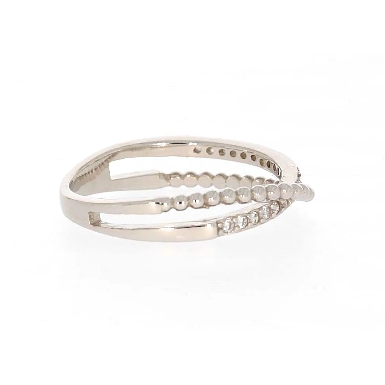 Sterling Silver Cubic Zirconia Cross Over Ring