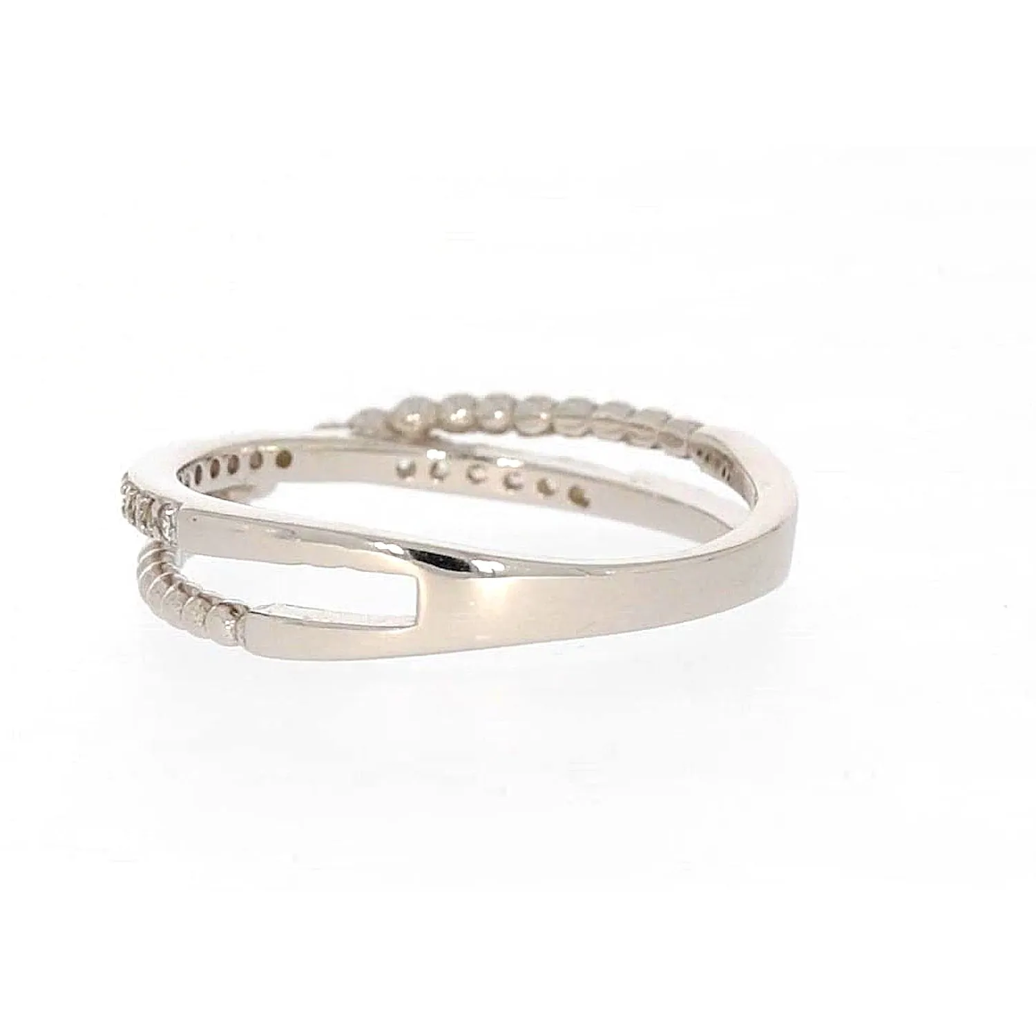 Sterling Silver Cubic Zirconia Cross Over Ring