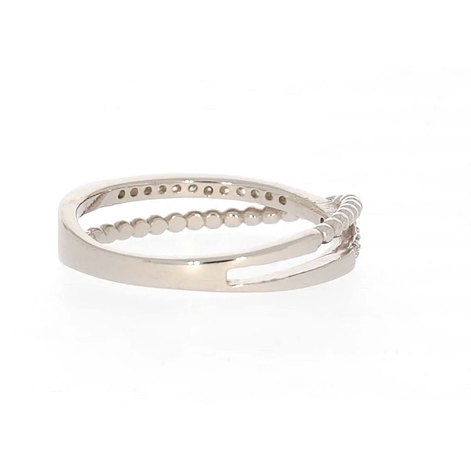Sterling Silver Cubic Zirconia Cross Over Ring