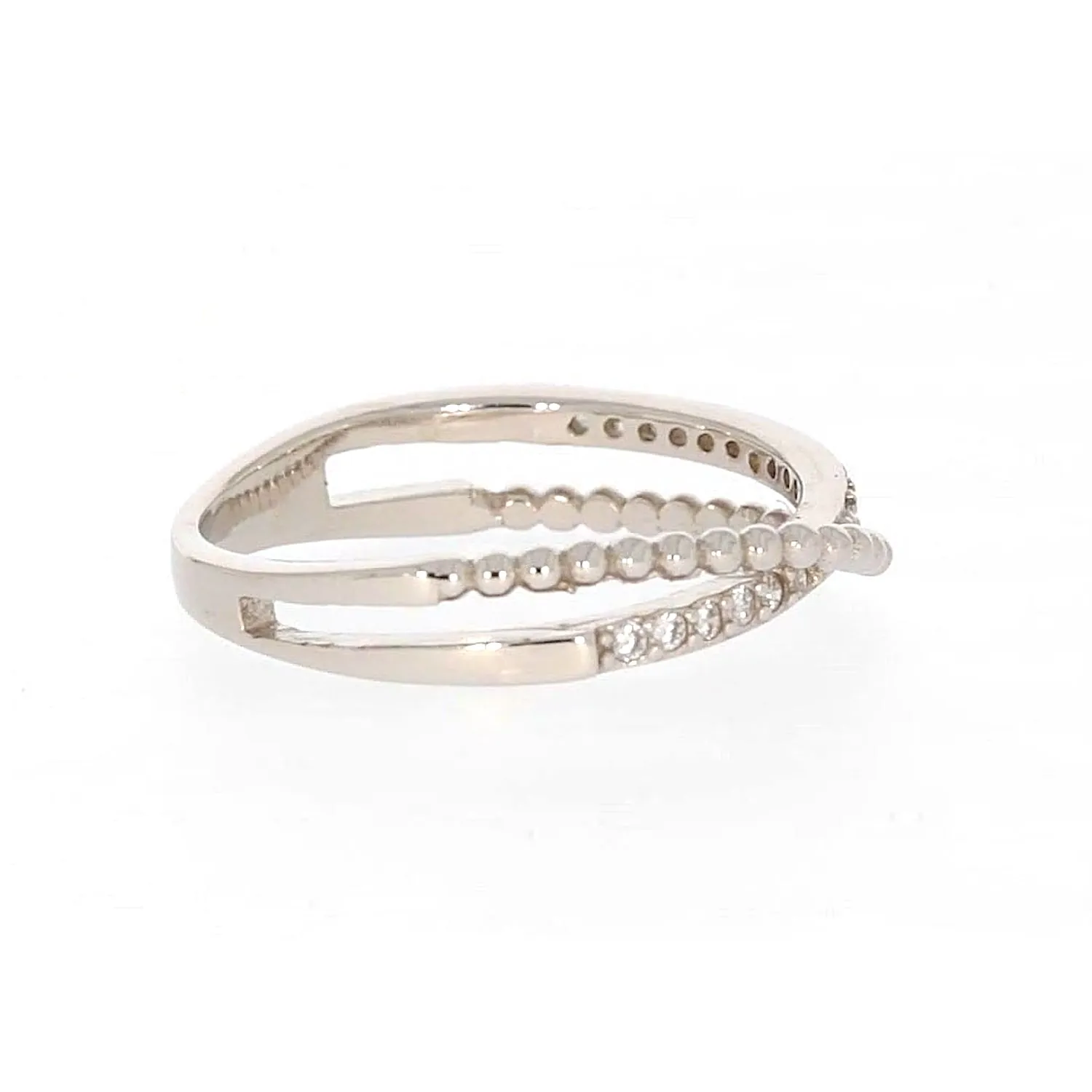 Sterling Silver Cubic Zirconia Cross Over Ring