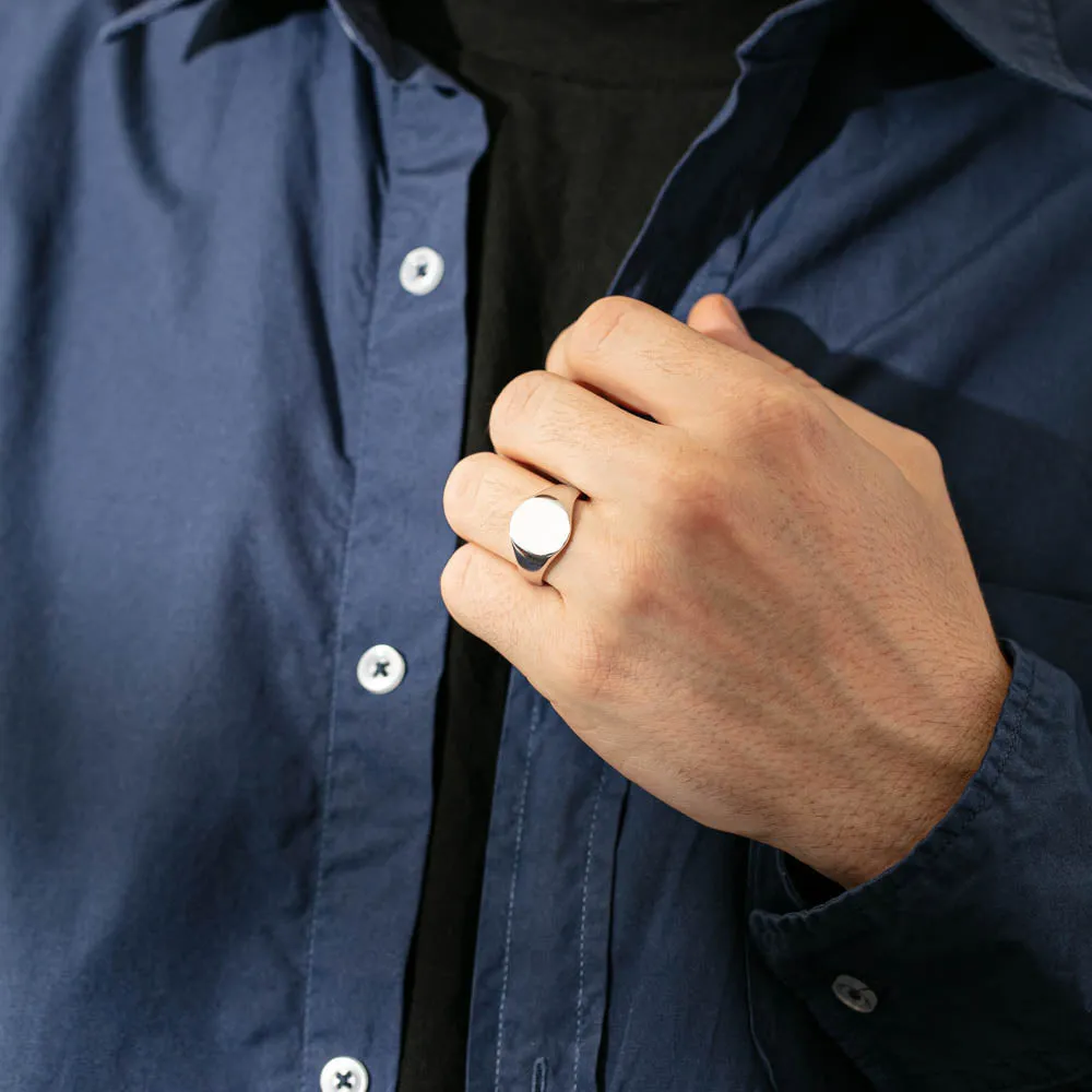 Sterling Silver Oval Signet Ring