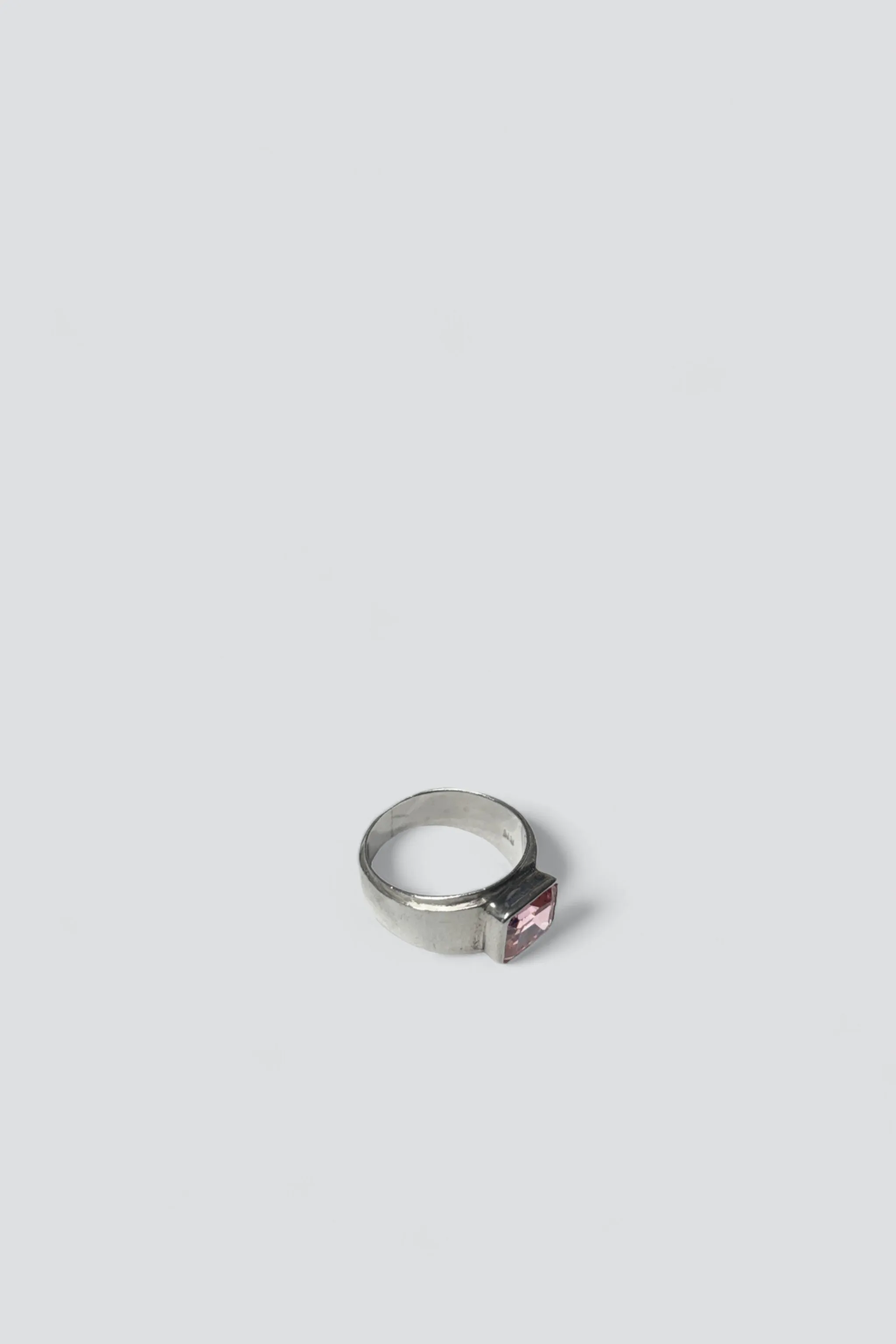 Sterling Silver Pink CZ Signet Ring