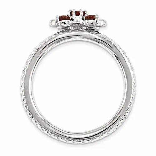 Sterling Silver Stackable Expressions Garnet Flower Ring