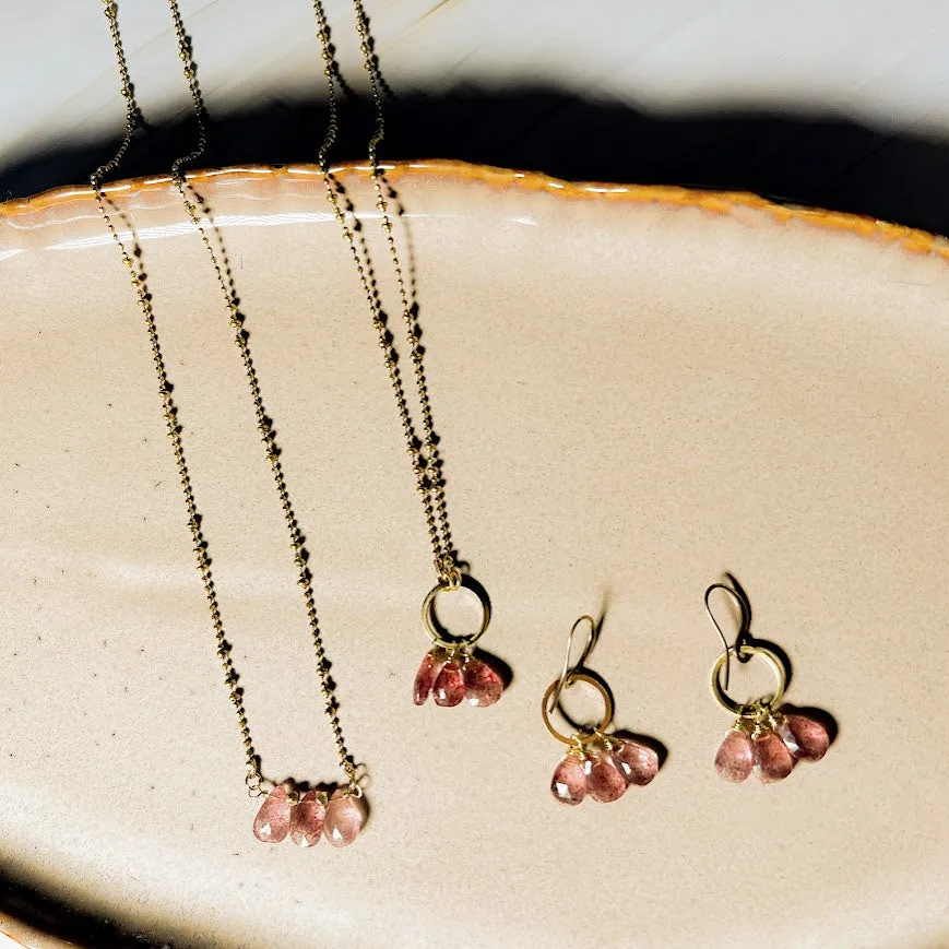 Strawberry Quartz Circle Necklace