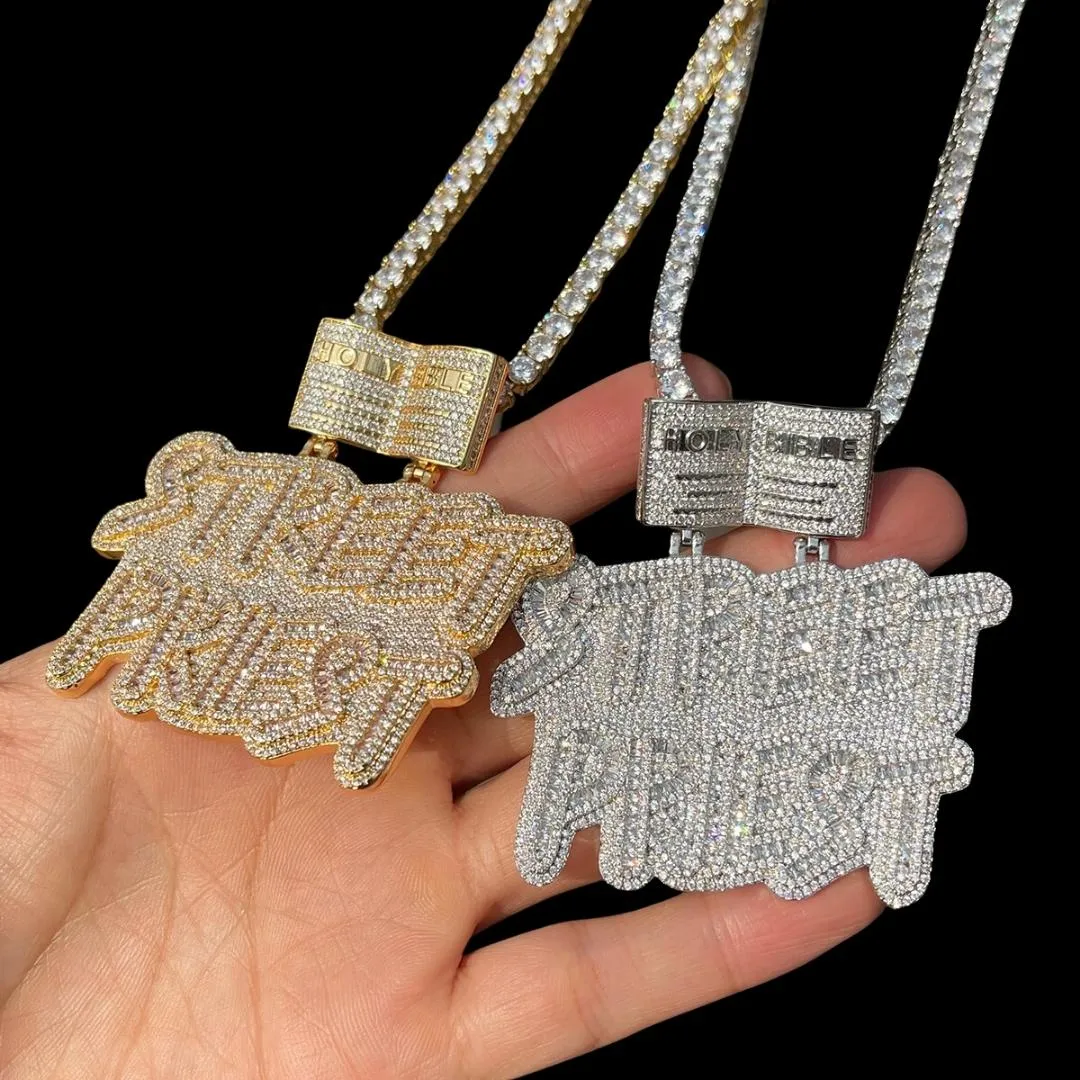 Street Priest Special Bail Iced Out Letter Diamond Pendant Necklace