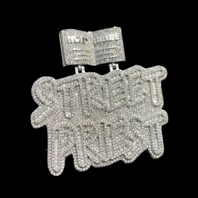 Street Priest Special Bail Iced Out Letter Diamond Pendant Necklace