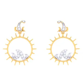 Sunshine-themed Gold Diamond Earrings For Monsoon