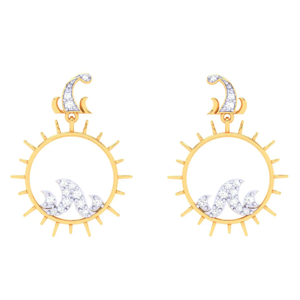 Sunshine-themed Gold Diamond Earrings For Monsoon