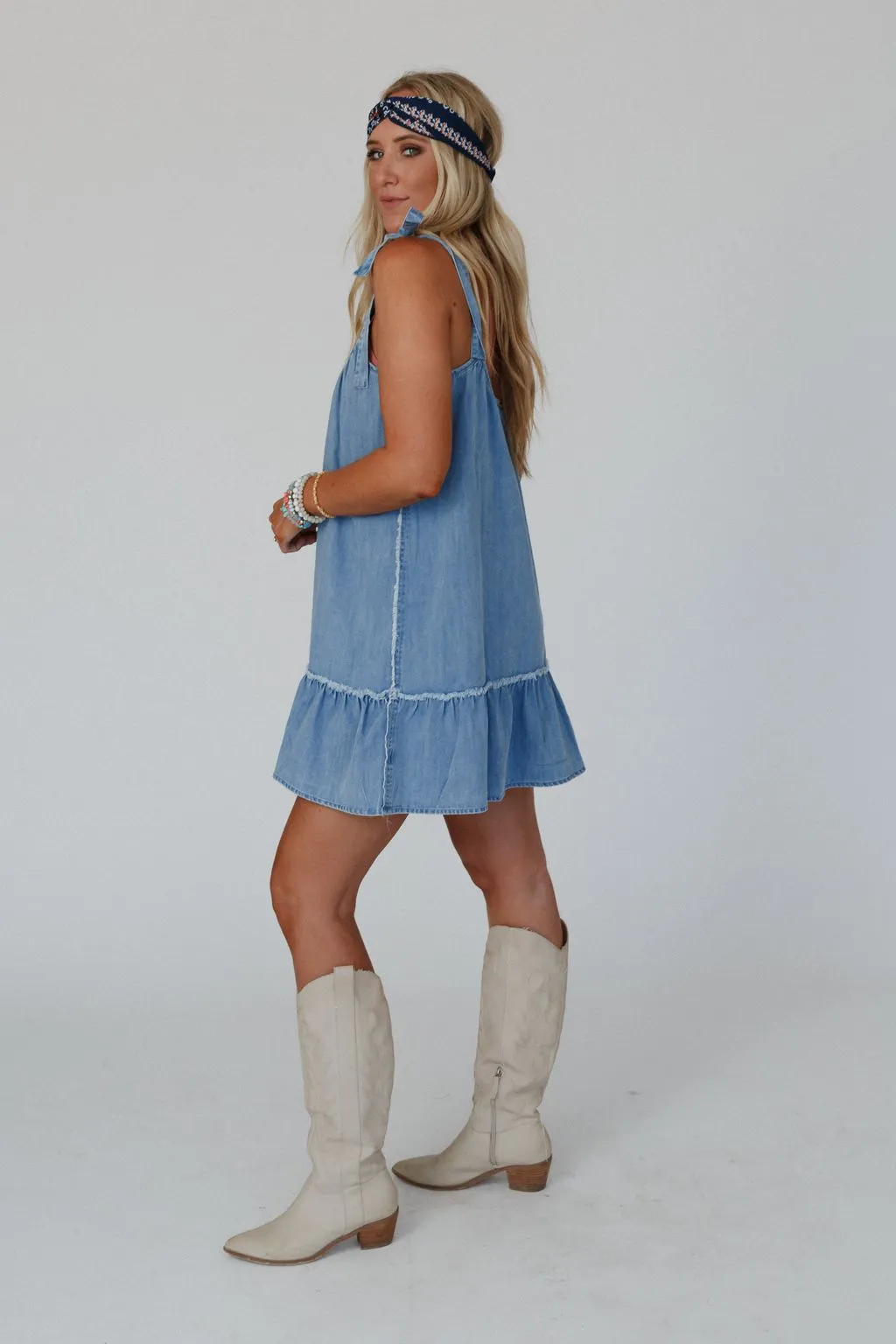 Swing Of Things Denim Dress - Denim