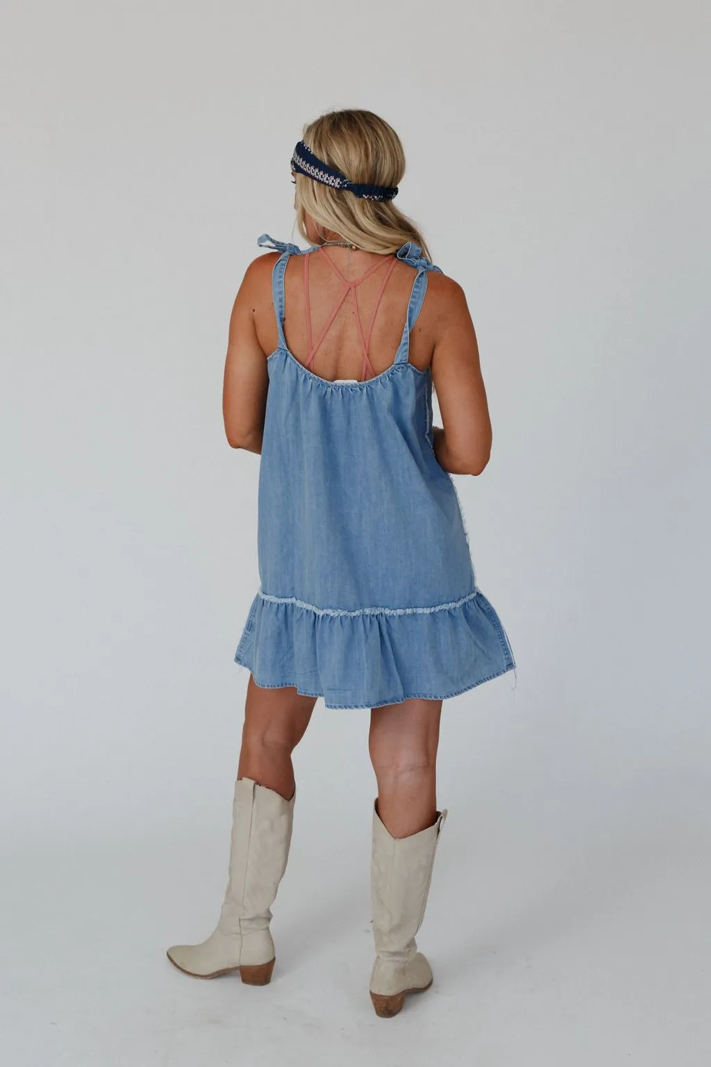 Swing Of Things Denim Dress - Denim