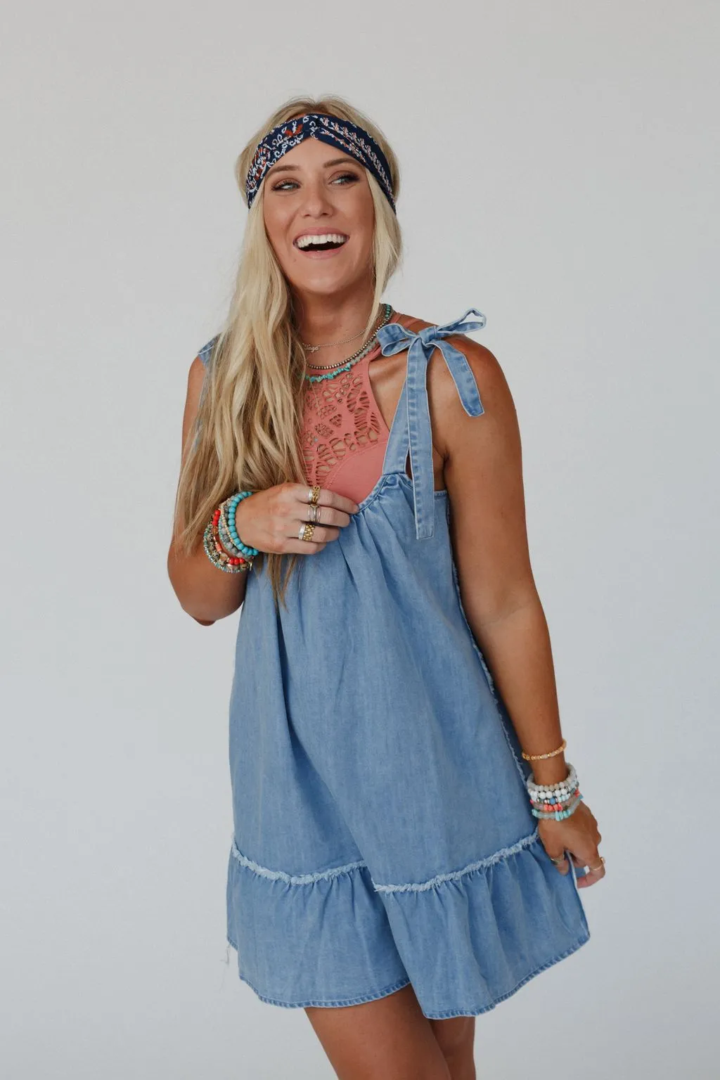 Swing Of Things Denim Dress - Denim