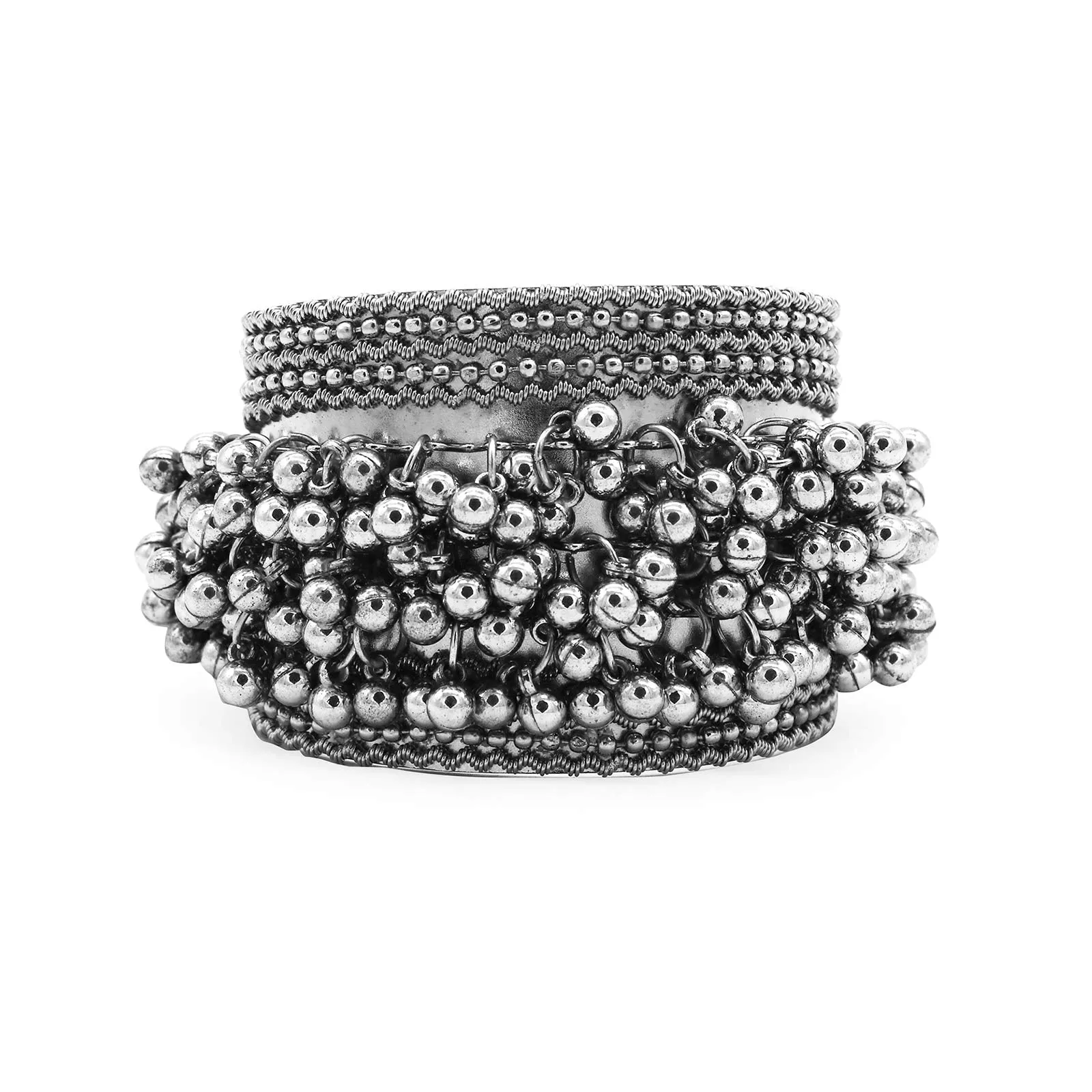 TEEJH Amisha Silver Oxidized Ghungroo Jewelry Gift Set