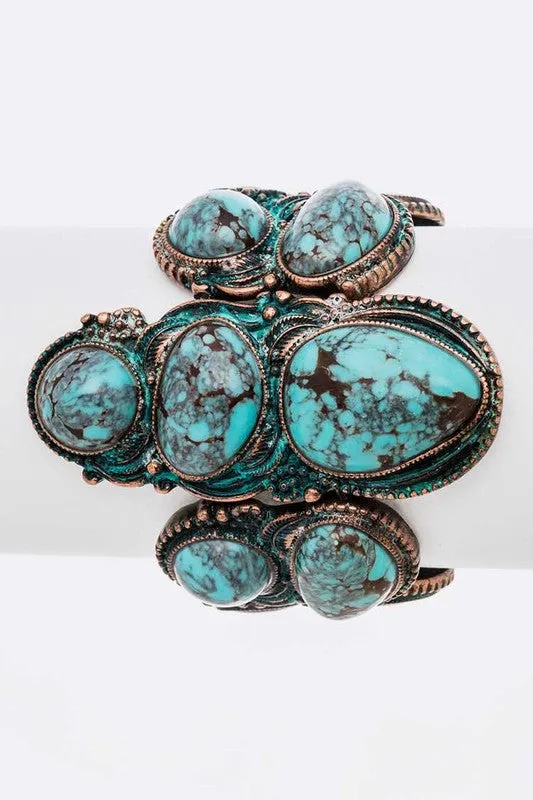 TEEK - TURQUOISE STONE WESTERN STRETCH BRACELET