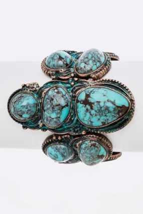 TEEK - TURQUOISE STONE WESTERN STRETCH BRACELET