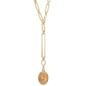 Terra Firma Amulet Pendant Necklace - Yellow Gold, Peach Quartz & Champagne Diamond