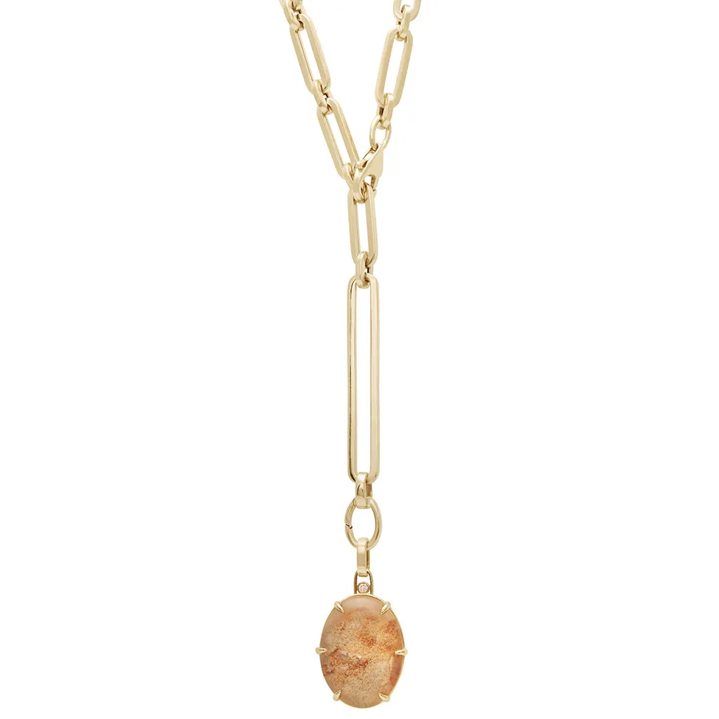 Terra Firma Amulet Pendant Necklace - Yellow Gold, Peach Quartz & Champagne Diamond