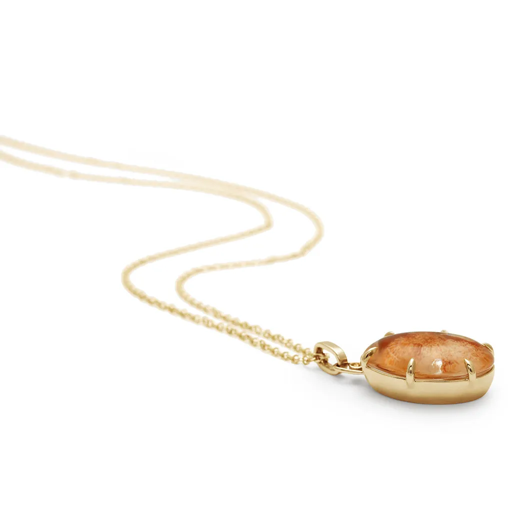 Terra Firma Amulet Pendant Necklace - Yellow Gold, Peach Quartz & Champagne Diamond