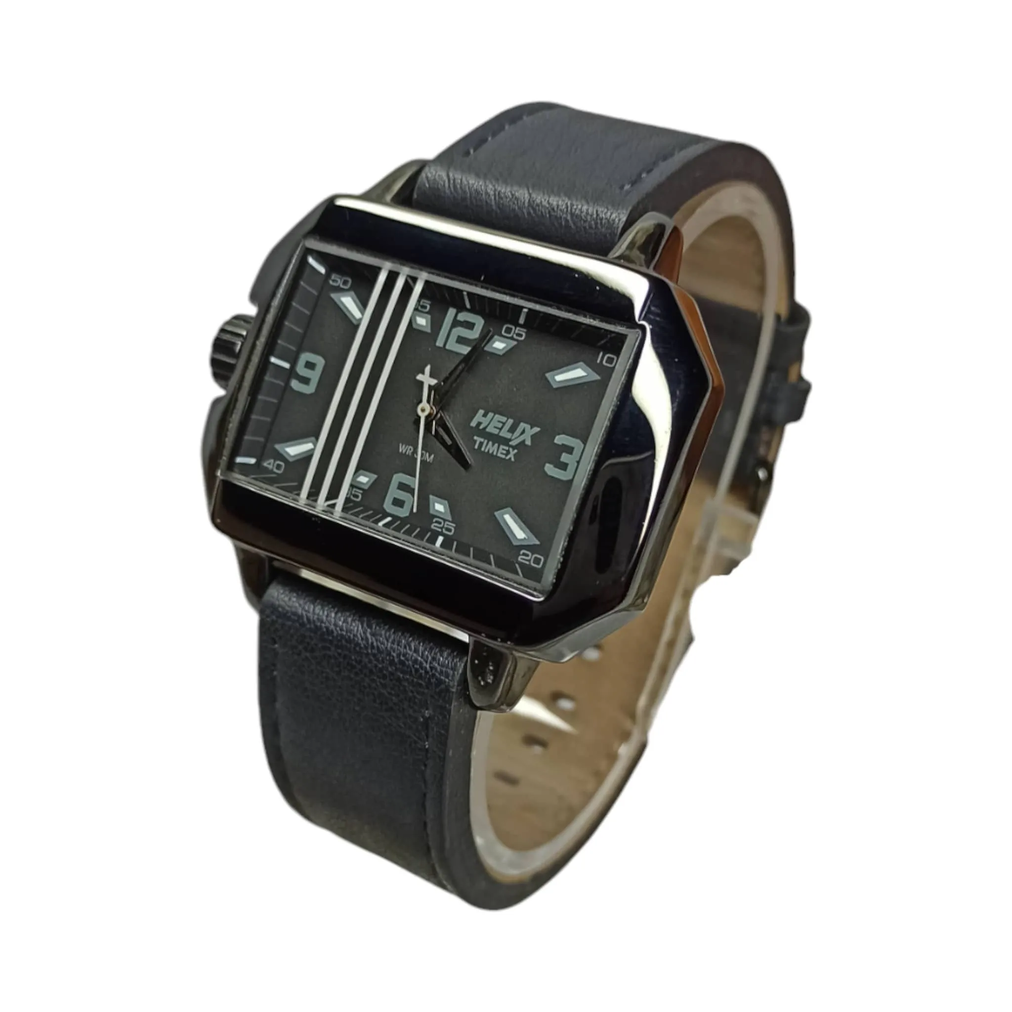 Timex Helix – Original – Pre-Owned  – Black Square Dial - Leather Strap – Unisex Watch