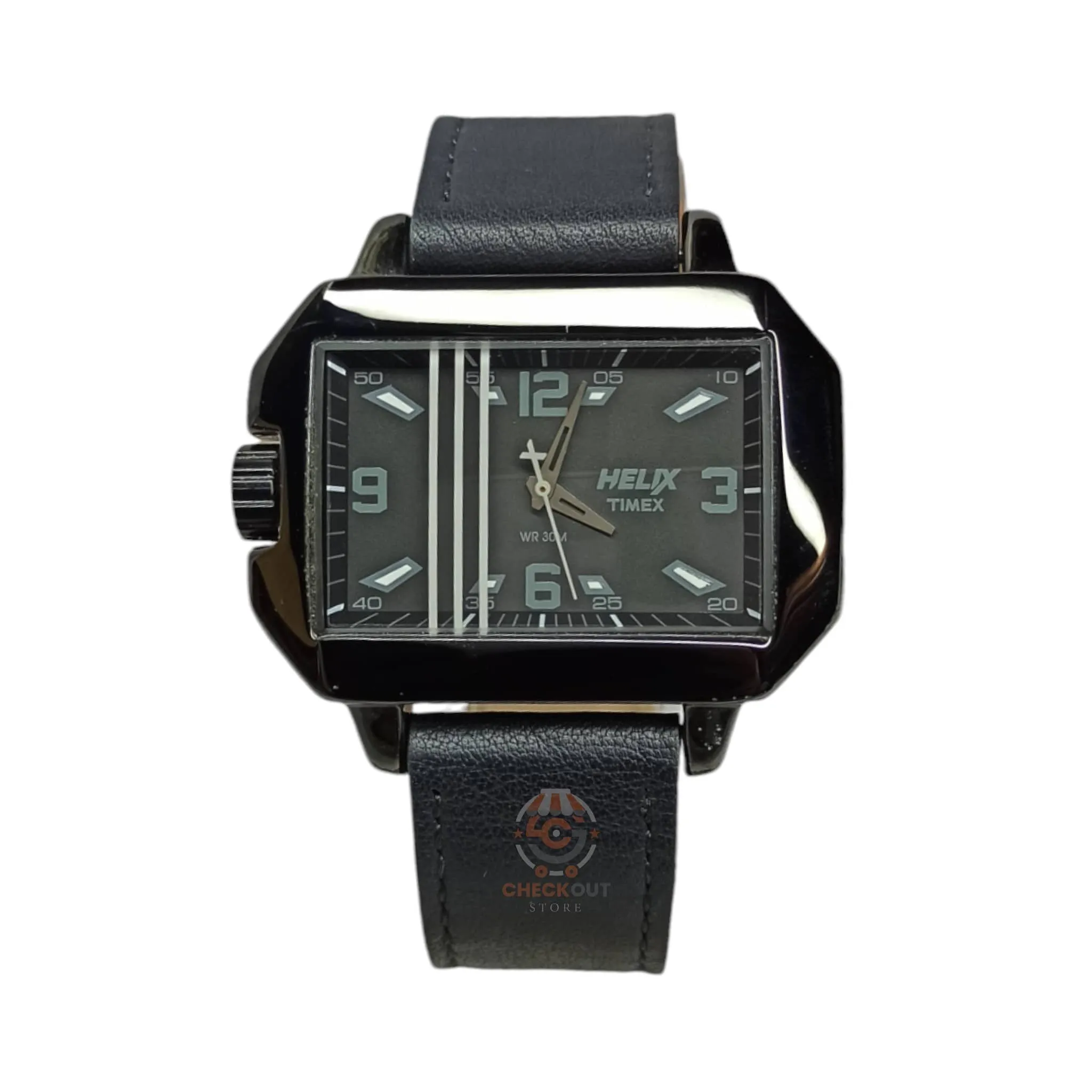 Timex Helix – Original – Pre-Owned  – Black Square Dial - Leather Strap – Unisex Watch