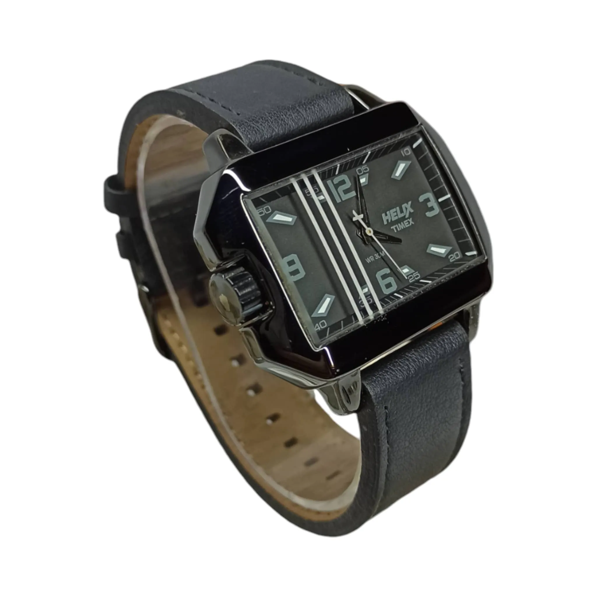 Timex Helix – Original – Pre-Owned  – Black Square Dial - Leather Strap – Unisex Watch