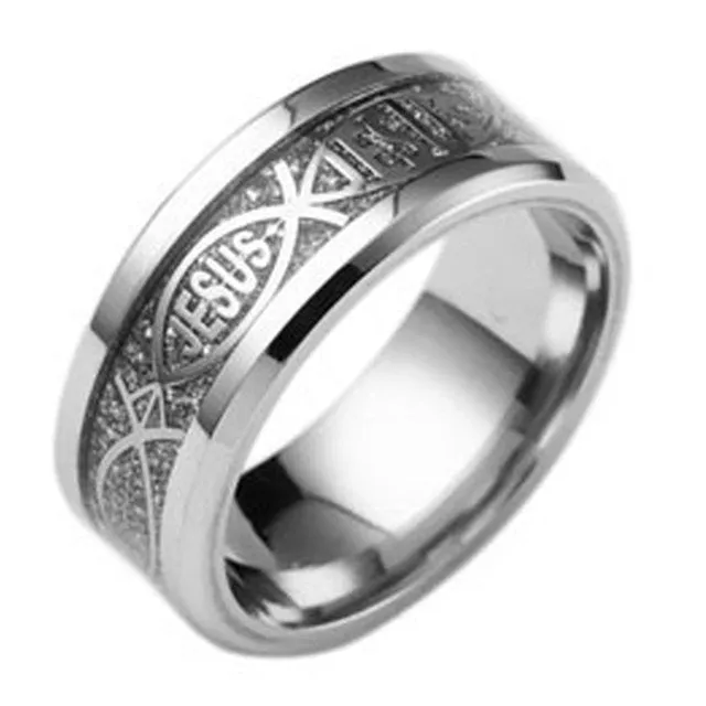Titanium Steel Black Plated Christian Ring