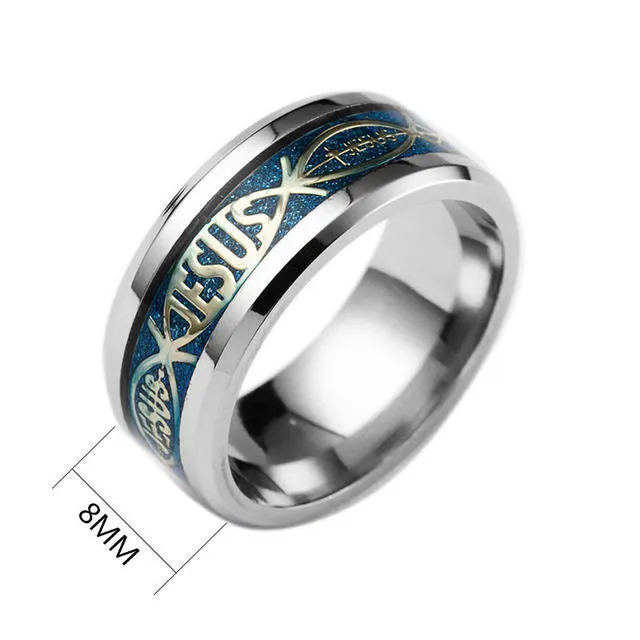 Titanium Steel Black Plated Christian Ring