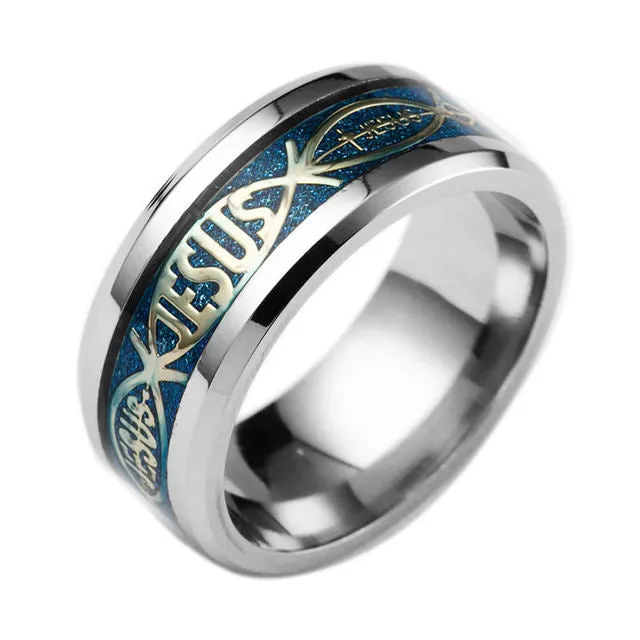 Titanium Steel Black Plated Christian Ring