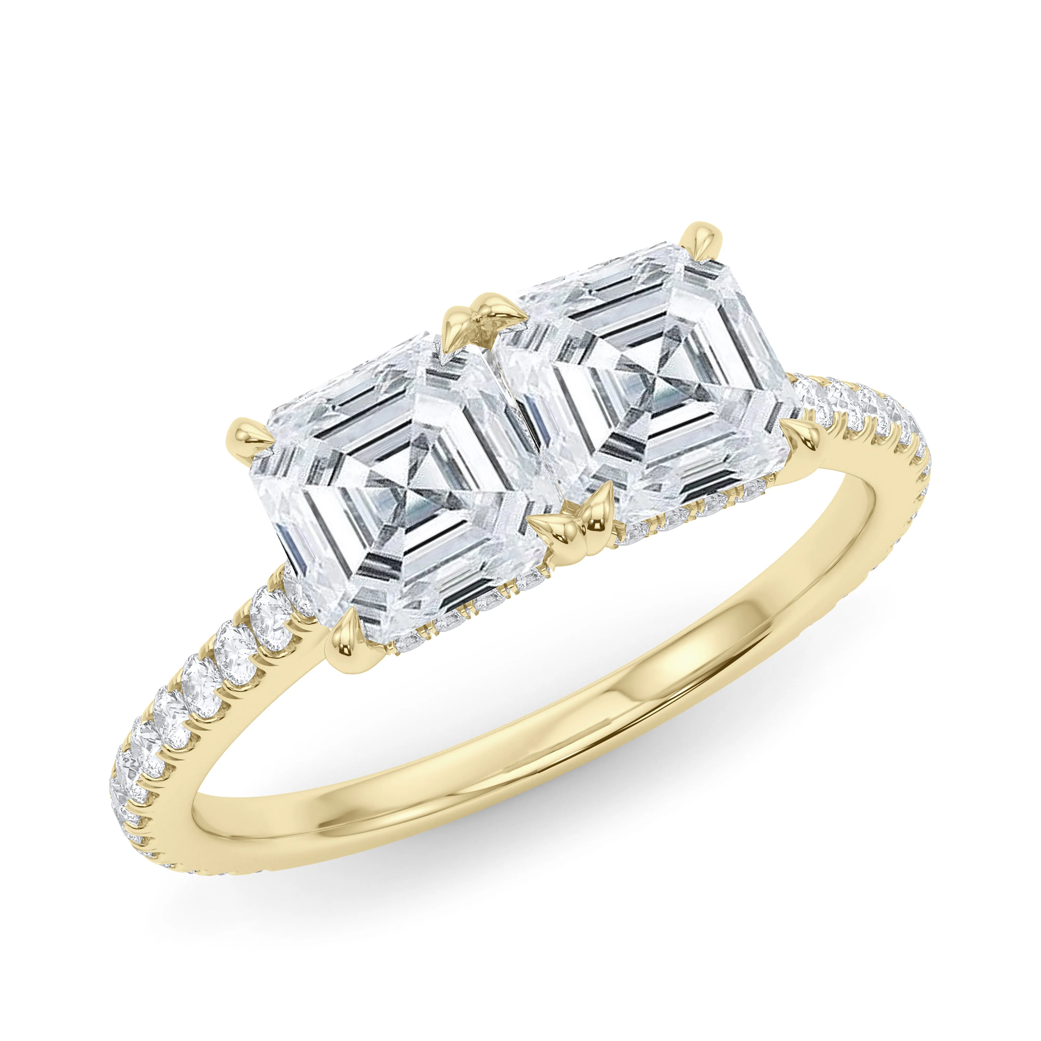 Twin Asscher Pave Ring