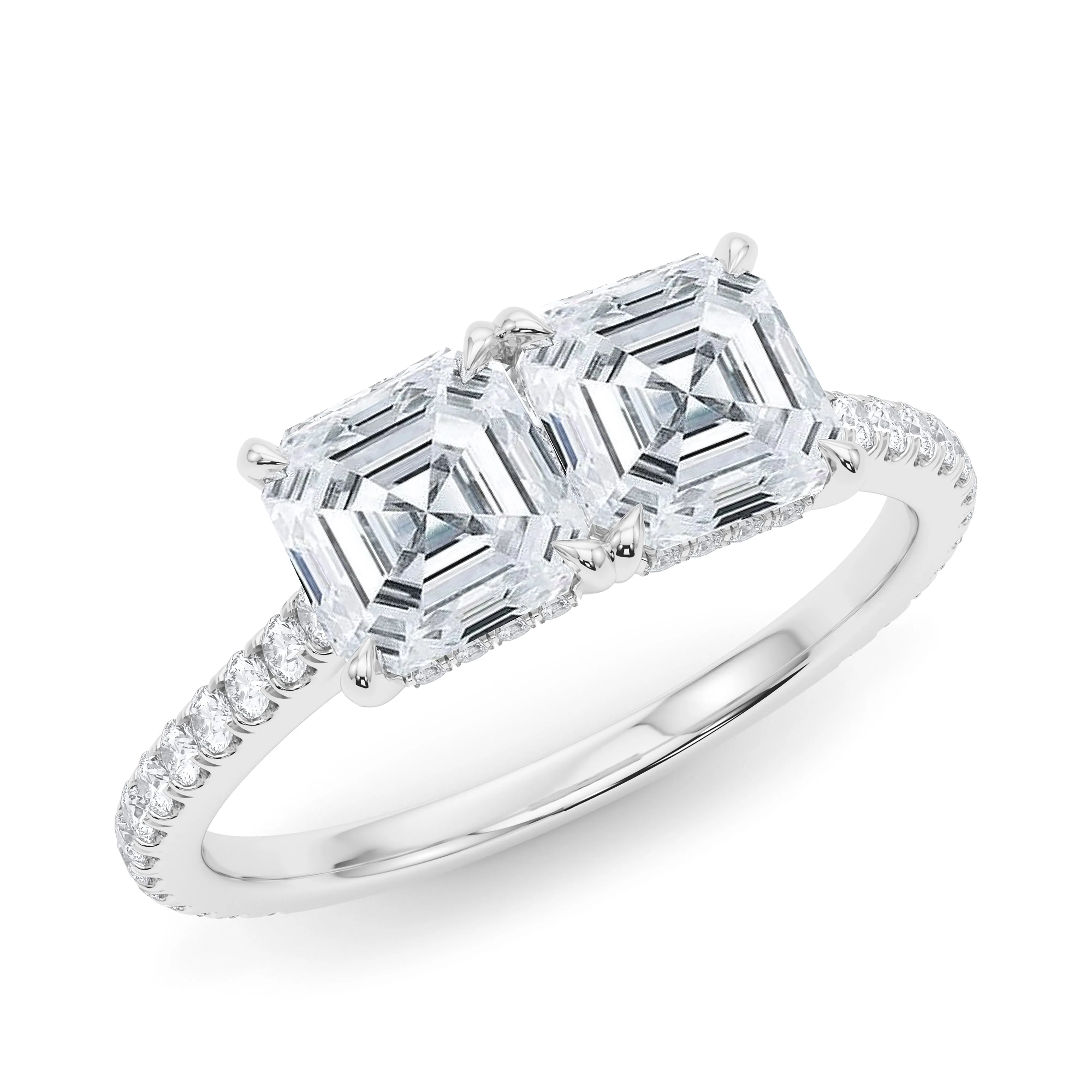 Twin Asscher Pave Ring