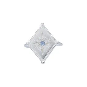 Twinkling Star Sterling Silver Rainbow Moonstone Ring
