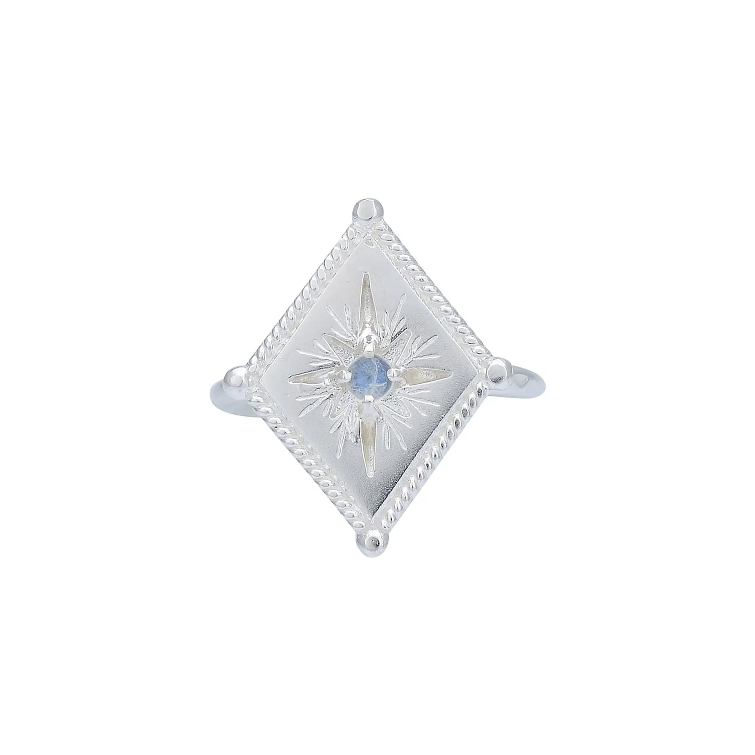 Twinkling Star Sterling Silver Rainbow Moonstone Ring