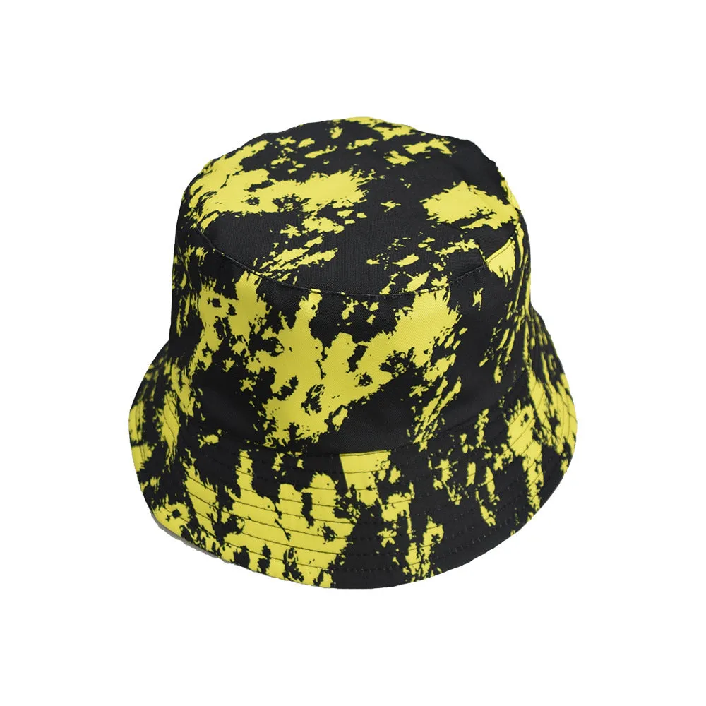 Unisex Reservible Graffiti Print Boonie Bucket Hat Cap Brim Outdoor Sun Safari Camping Fishing