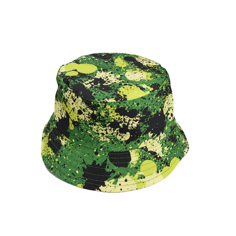 Unisex Reservible Graffiti Print Boonie Bucket Hat Cap Brim Outdoor Sun Safari Camping Fishing