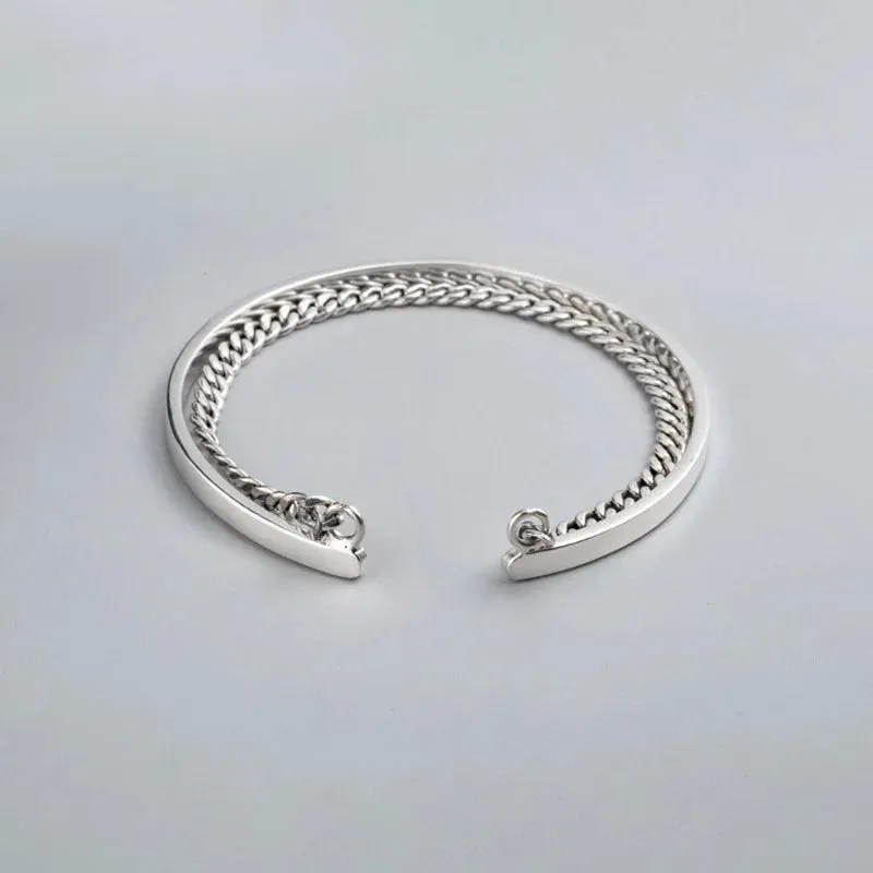 VAIGE Elegant Silver Smooth Cuff Bracelet