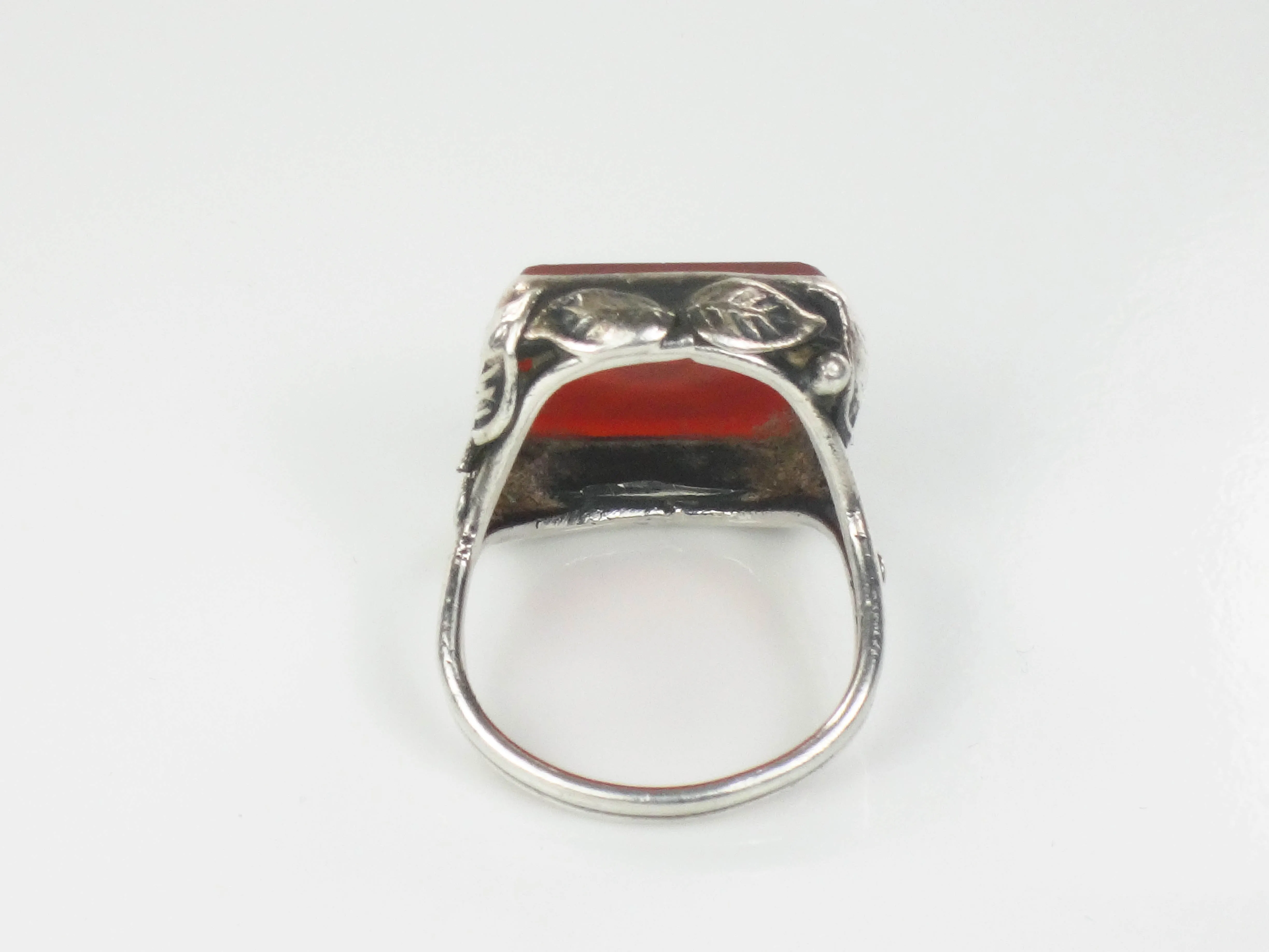 Vintage Antique Sterling Silver Carnelian Intaglio Ring, Ladies Size 5.75