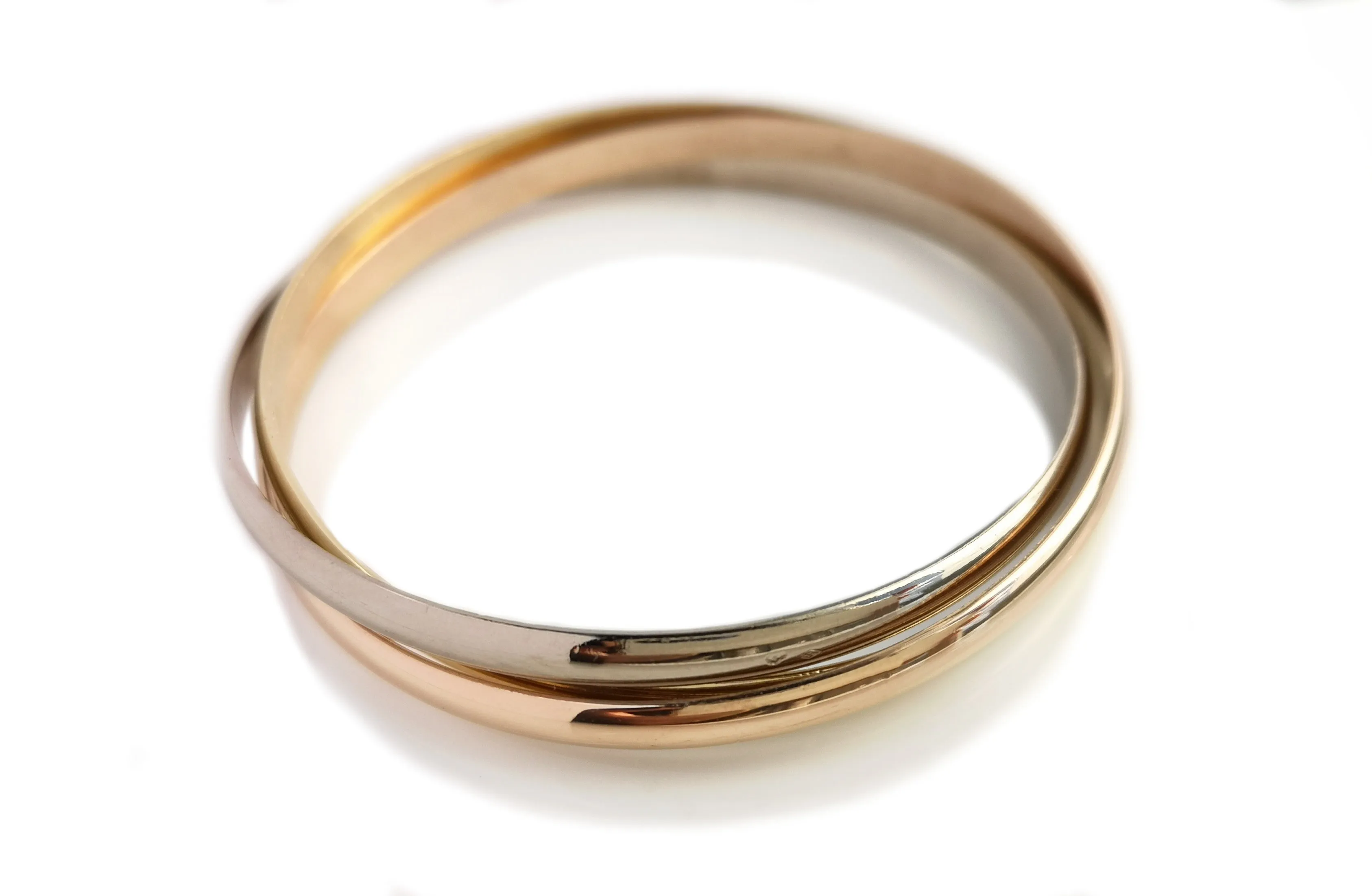 Vintage Cartier 4.5mm 18k Gold Trinity Bangle, Size 19