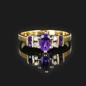 Vintage Diamond and Amethyst Ring in 14K Gold